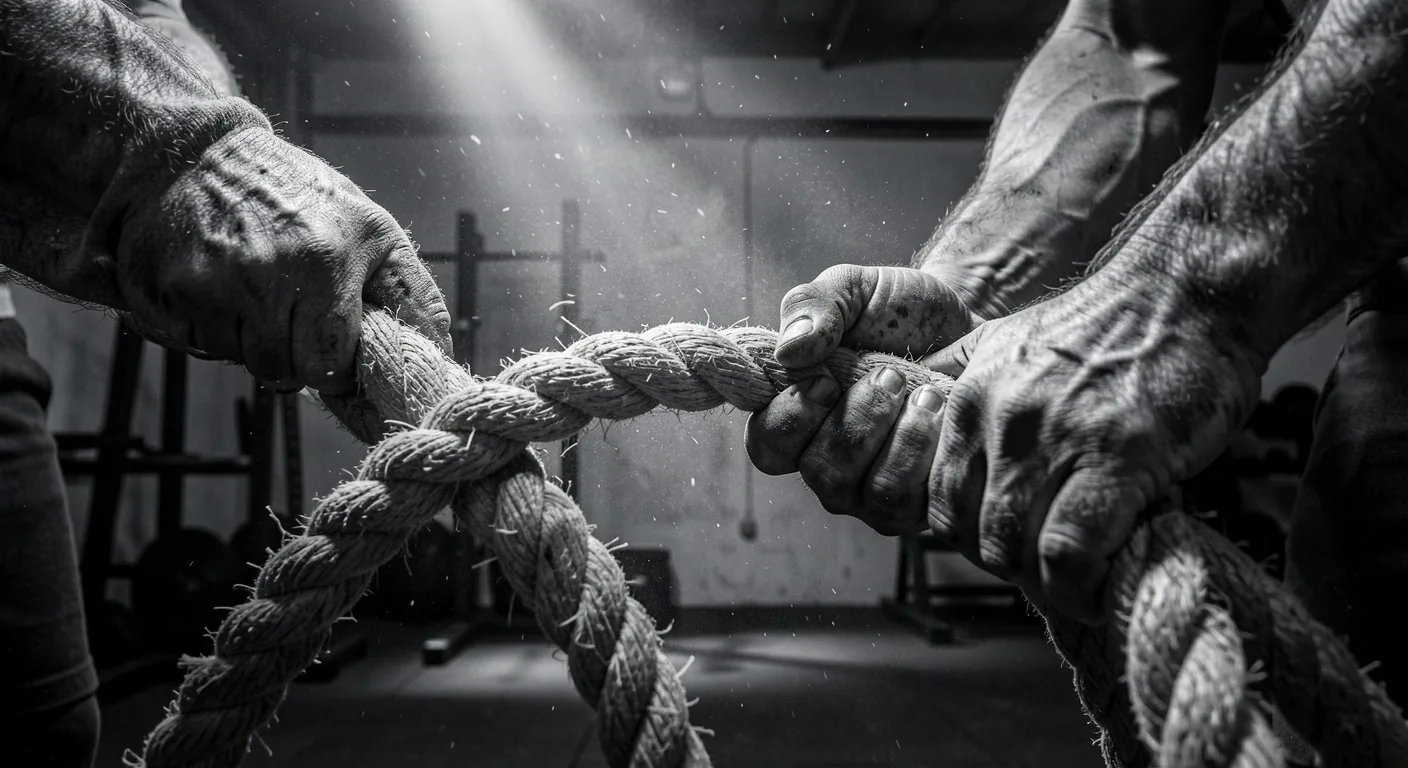 Corde de combat tenue fermement lors d'un entraînement